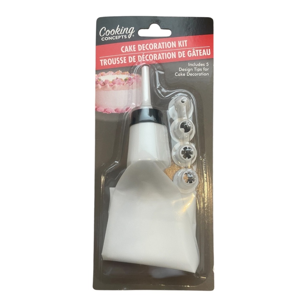Cooking Concepts Cake Decoration‎ Kit 6pc Set Pastry Bag 5 Design Tips White New